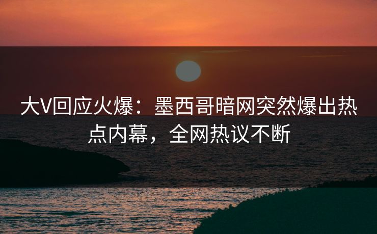 大V回应火爆：墨西哥暗网突然爆出热点内幕，全网热议不断