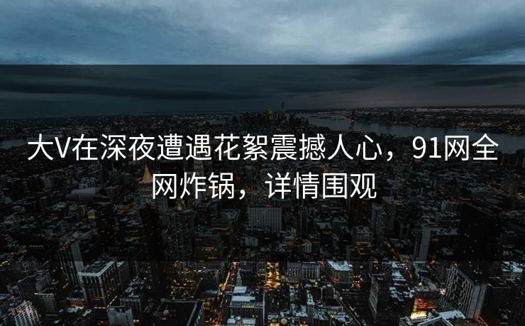 大V在深夜遭遇花絮震撼人心，91网全网炸锅，详情围观