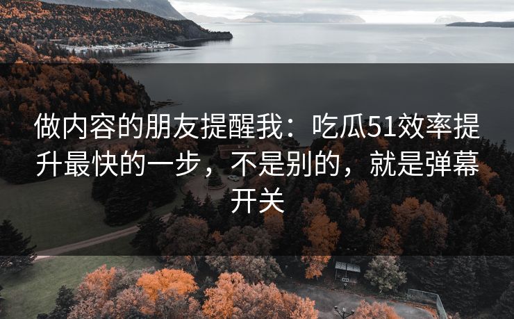 做内容的朋友提醒我：吃瓜51效率提升最快的一步，不是别的，就是弹幕开关